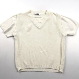 Whitefish Bay Knit Top Vest Layered Look Sleeveless Ivory‎ Medium